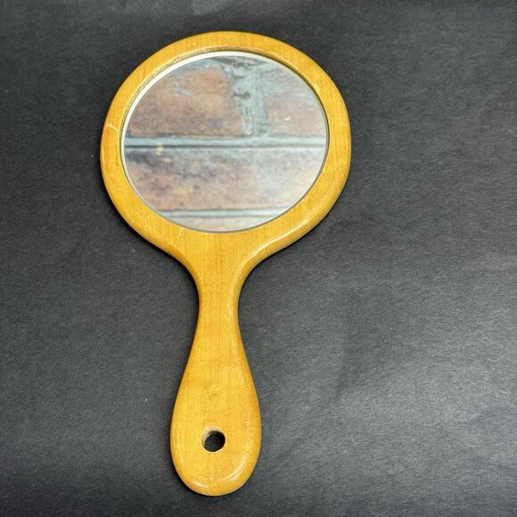 Vtg Hand Painted Wooden Beveled Hand Mirror Children Girls Vanity Mirror Signed - Picture 5 of 5